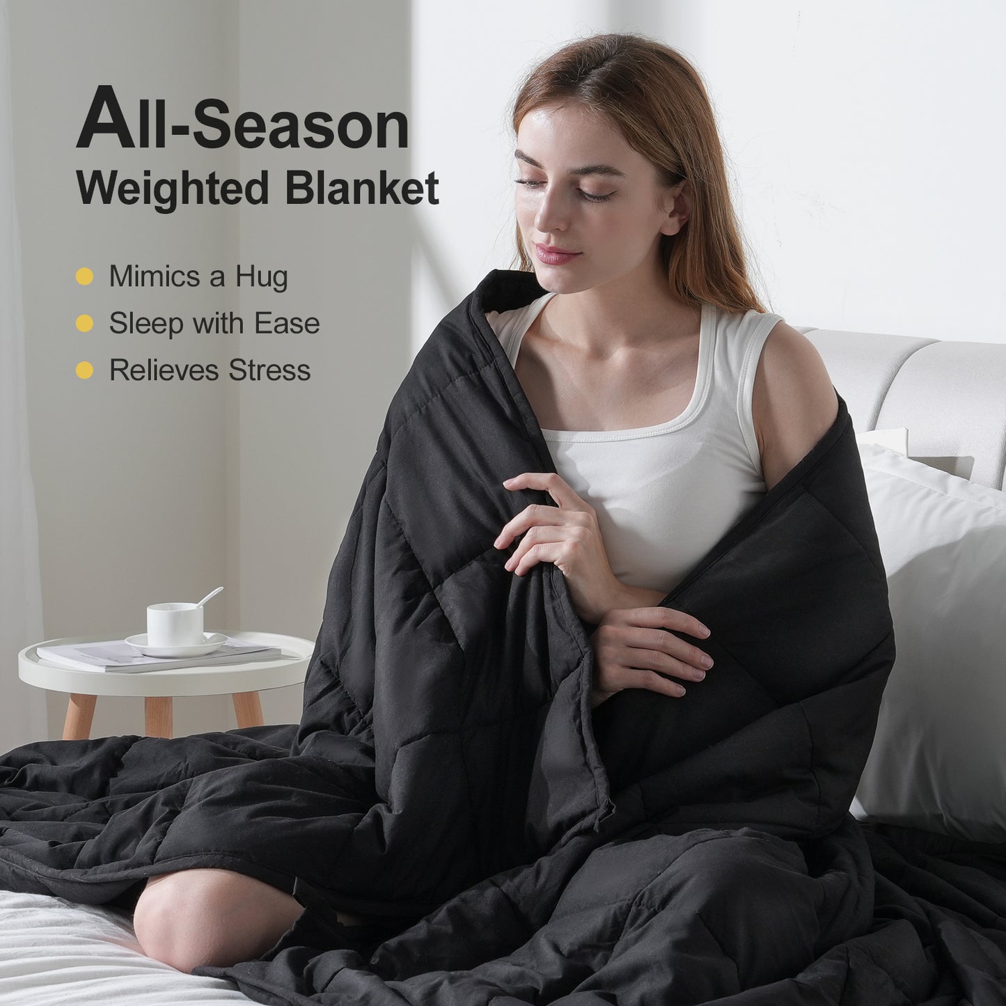 Breathable All-Season Weighted Blanket for Adults - Black