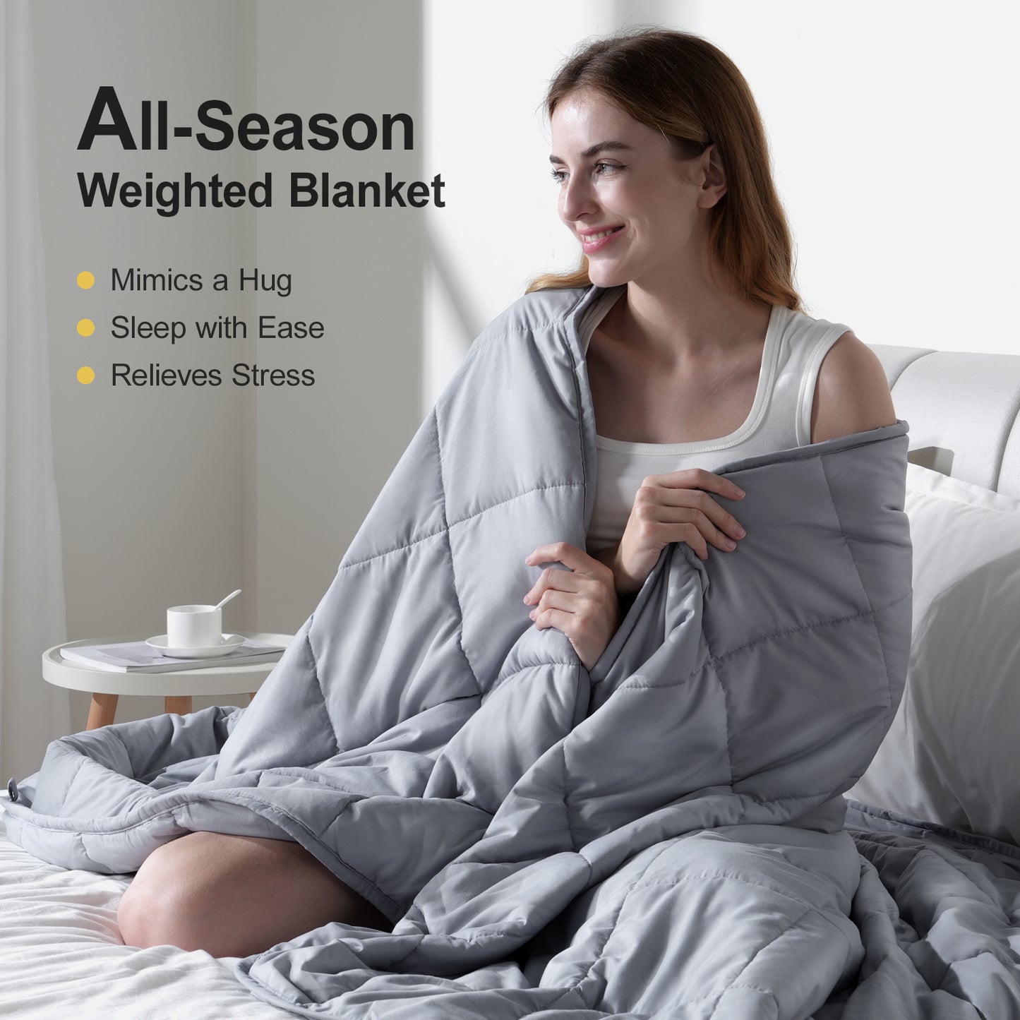 Breathable All-Season Weighted Blanket for Adults - Grey