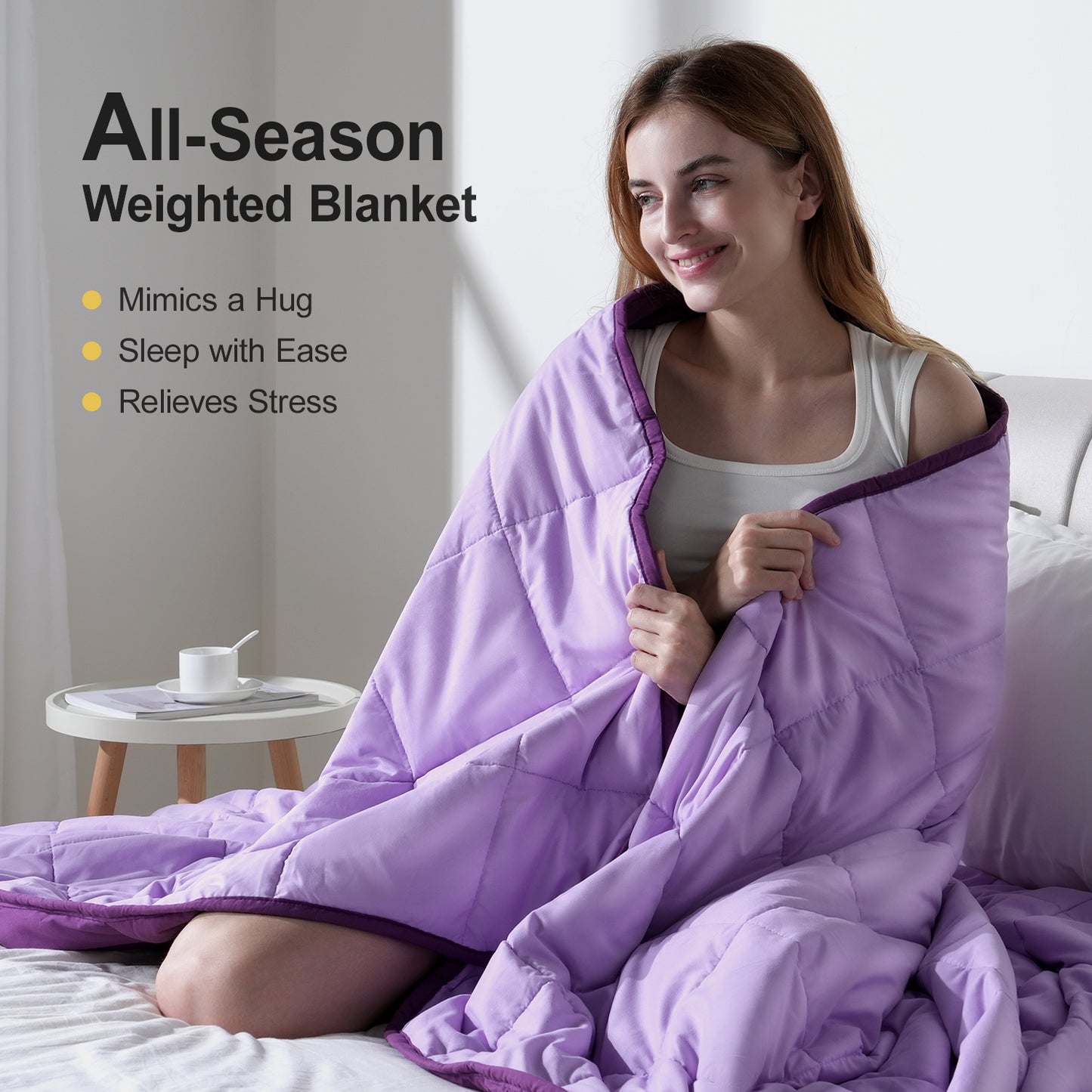 Breathable All-Season Weighted Blanket for Adults - Purple