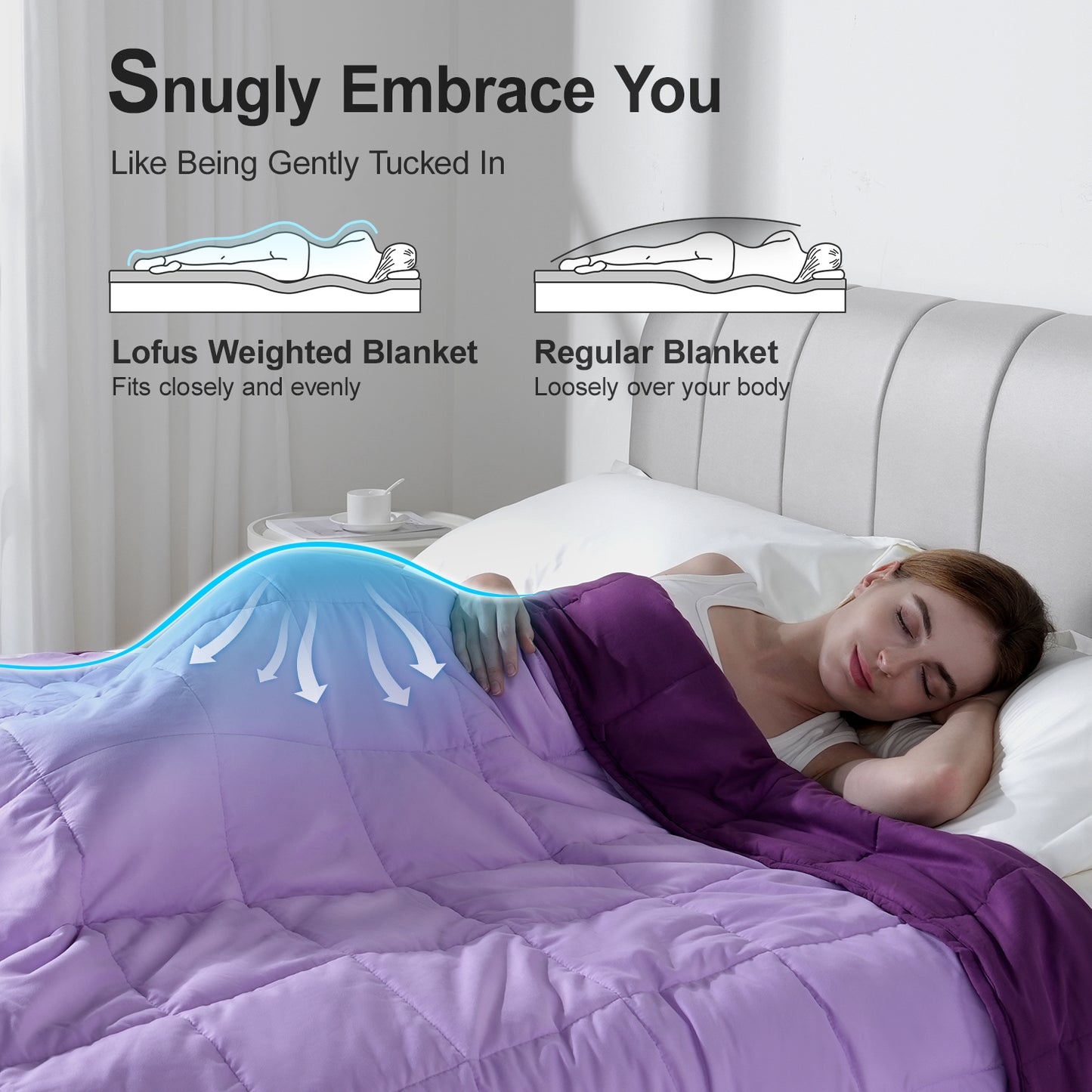 Breathable All-Season Weighted Blanket for Adults - Purple