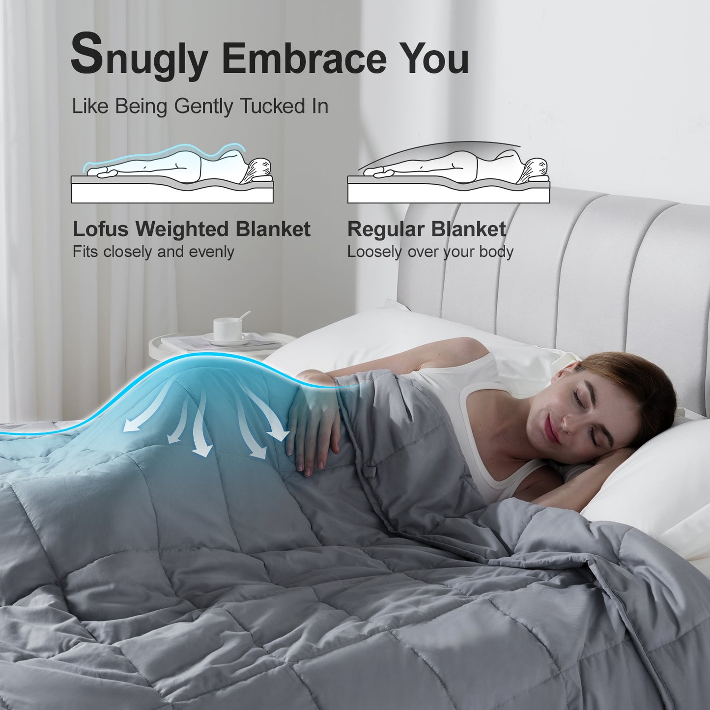 Breathable All-Season Weighted Blanket for Adults - Grey