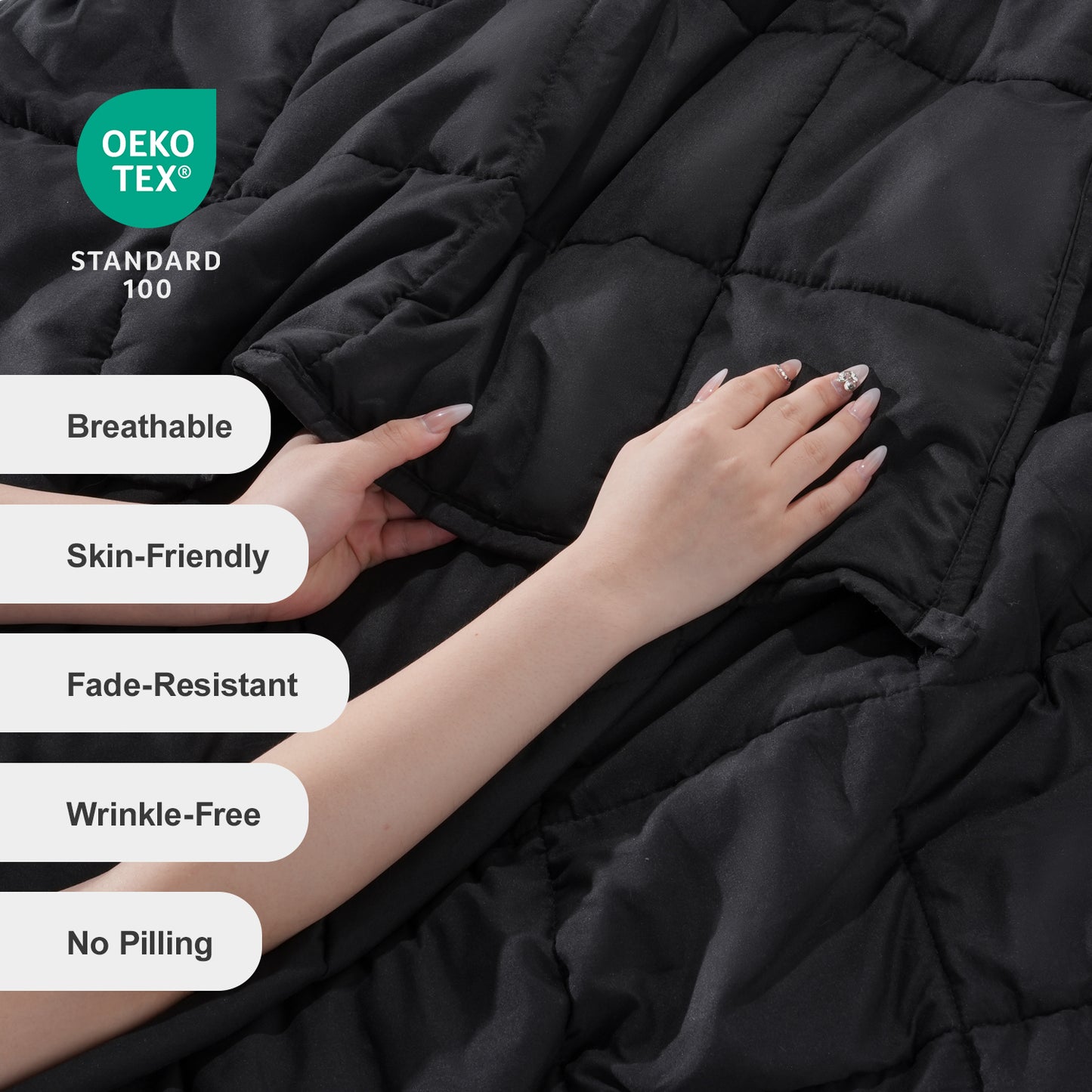 Breathable All-Season Weighted Blanket for Adults - Black