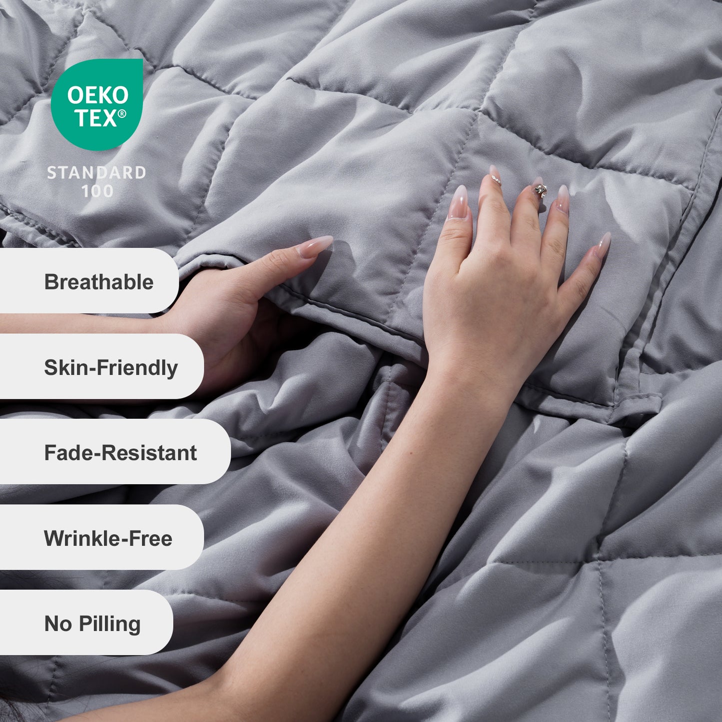 Breathable All-Season Weighted Blanket for Adults - Grey