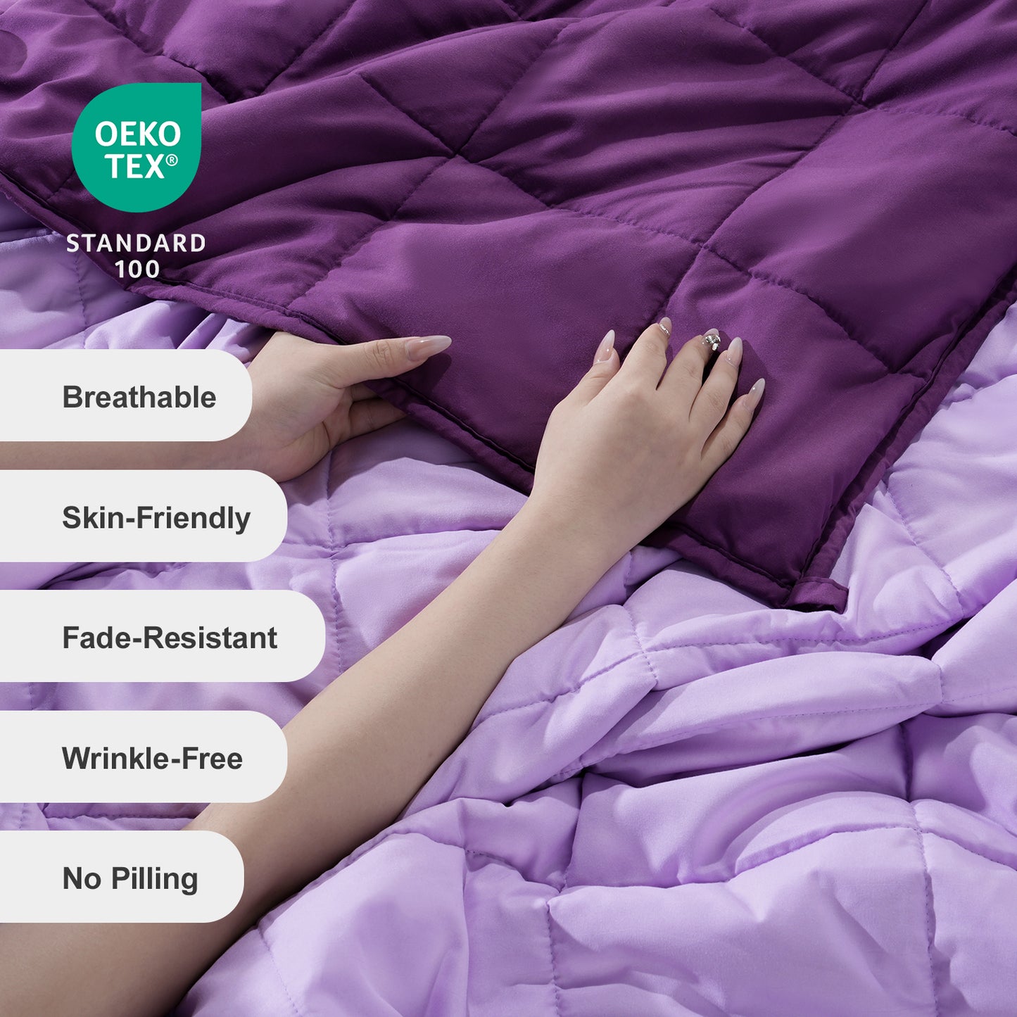 Breathable All-Season Weighted Blanket for Adults - Purple
