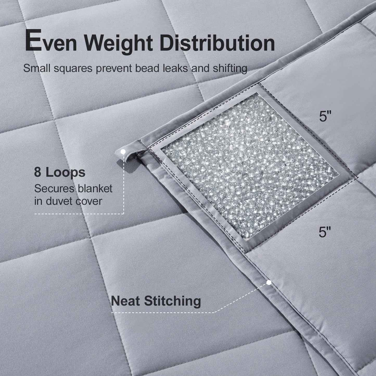 Breathable All-Season Weighted Blanket for Adults - Grey