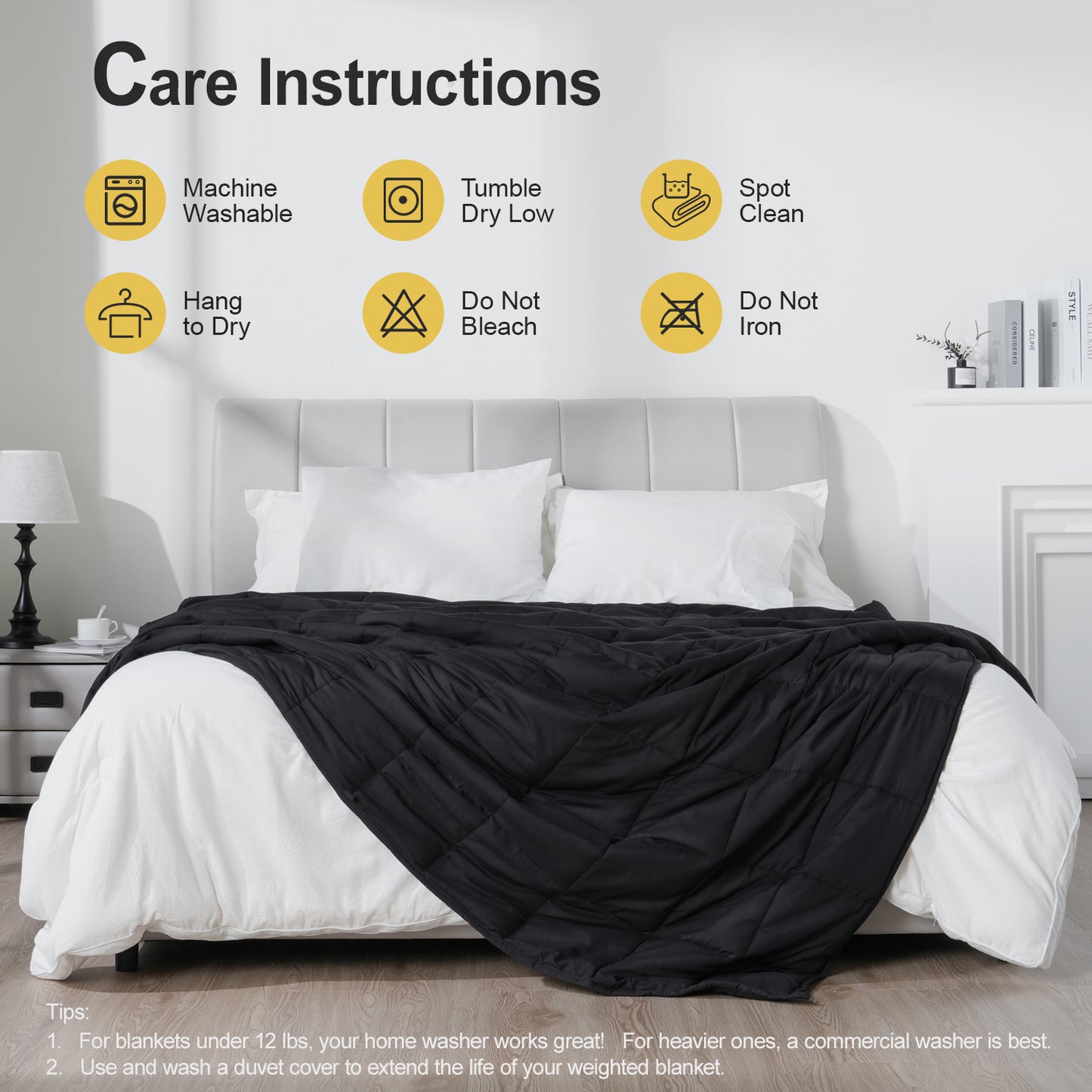 Breathable All-Season Weighted Blanket for Adults - Black