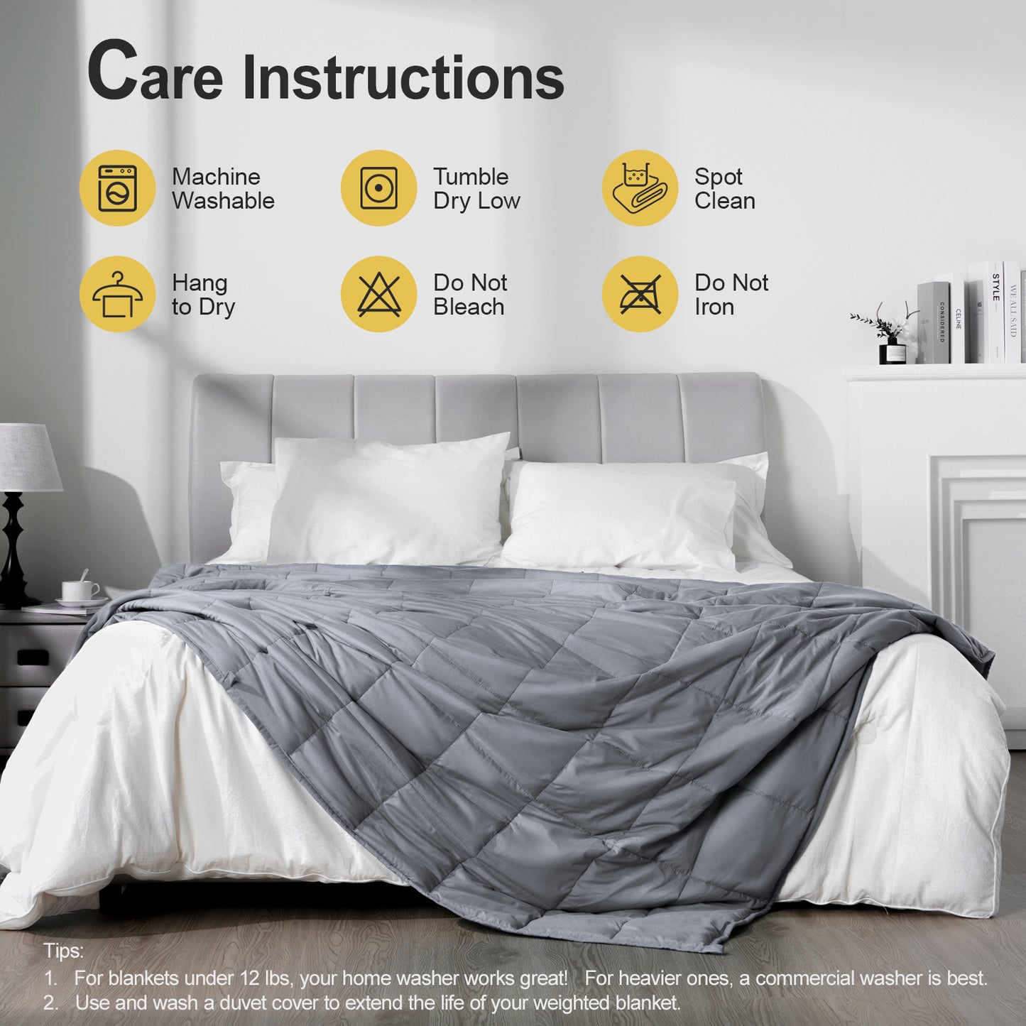 Breathable All-Season Weighted Blanket for Adults - Grey