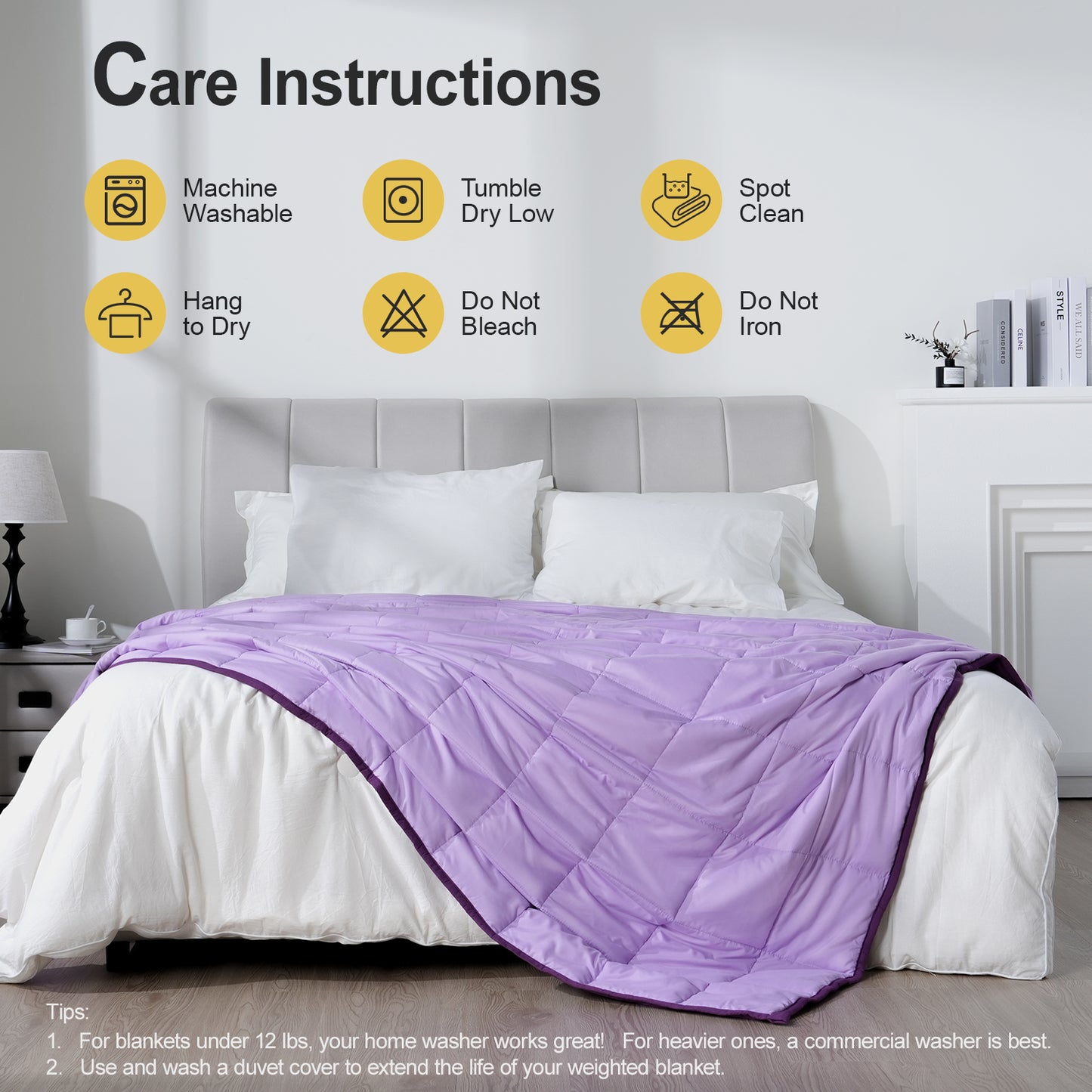 Breathable All-Season Weighted Blanket for Adults - Purple