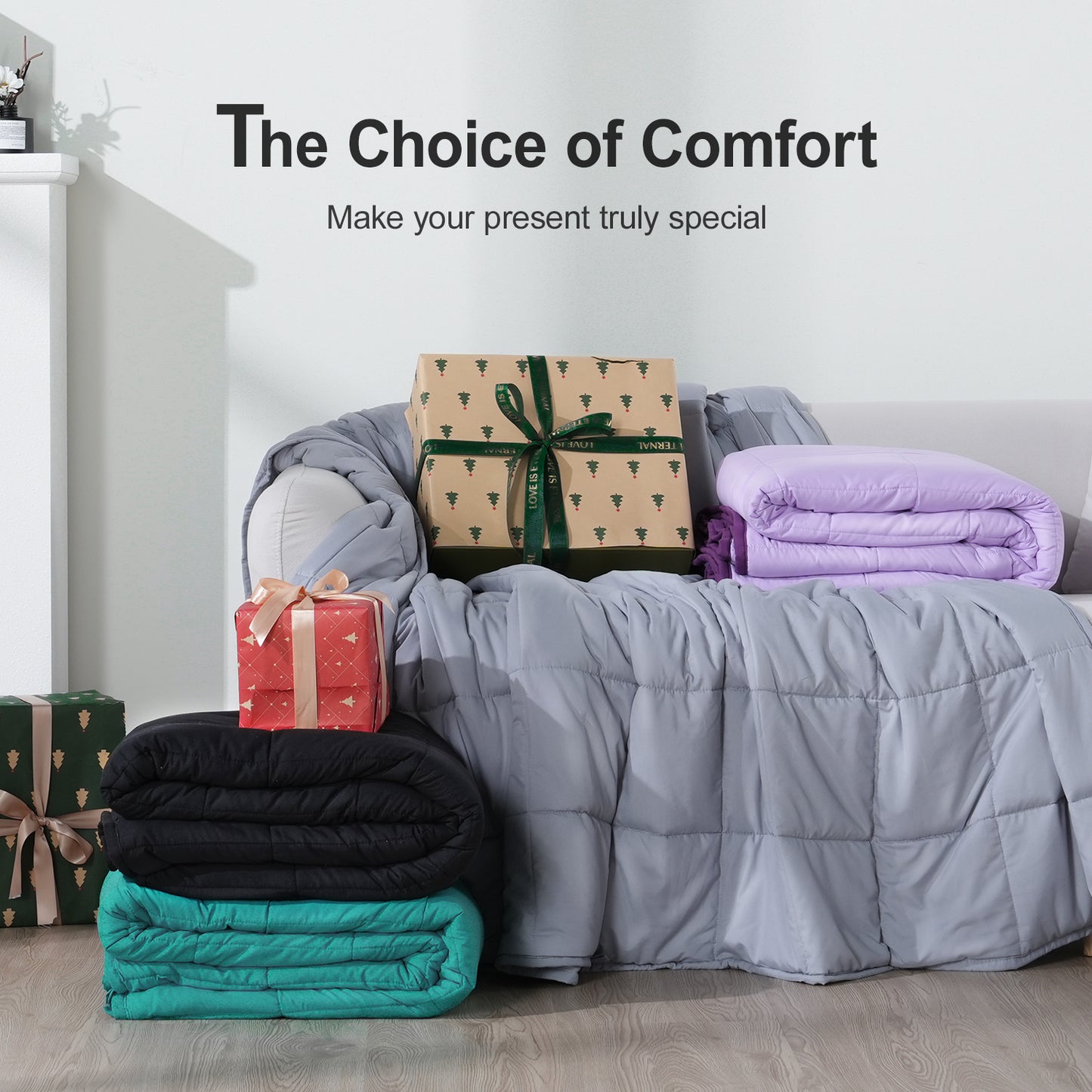 Breathable All-Season Weighted Blanket for Adults - Green