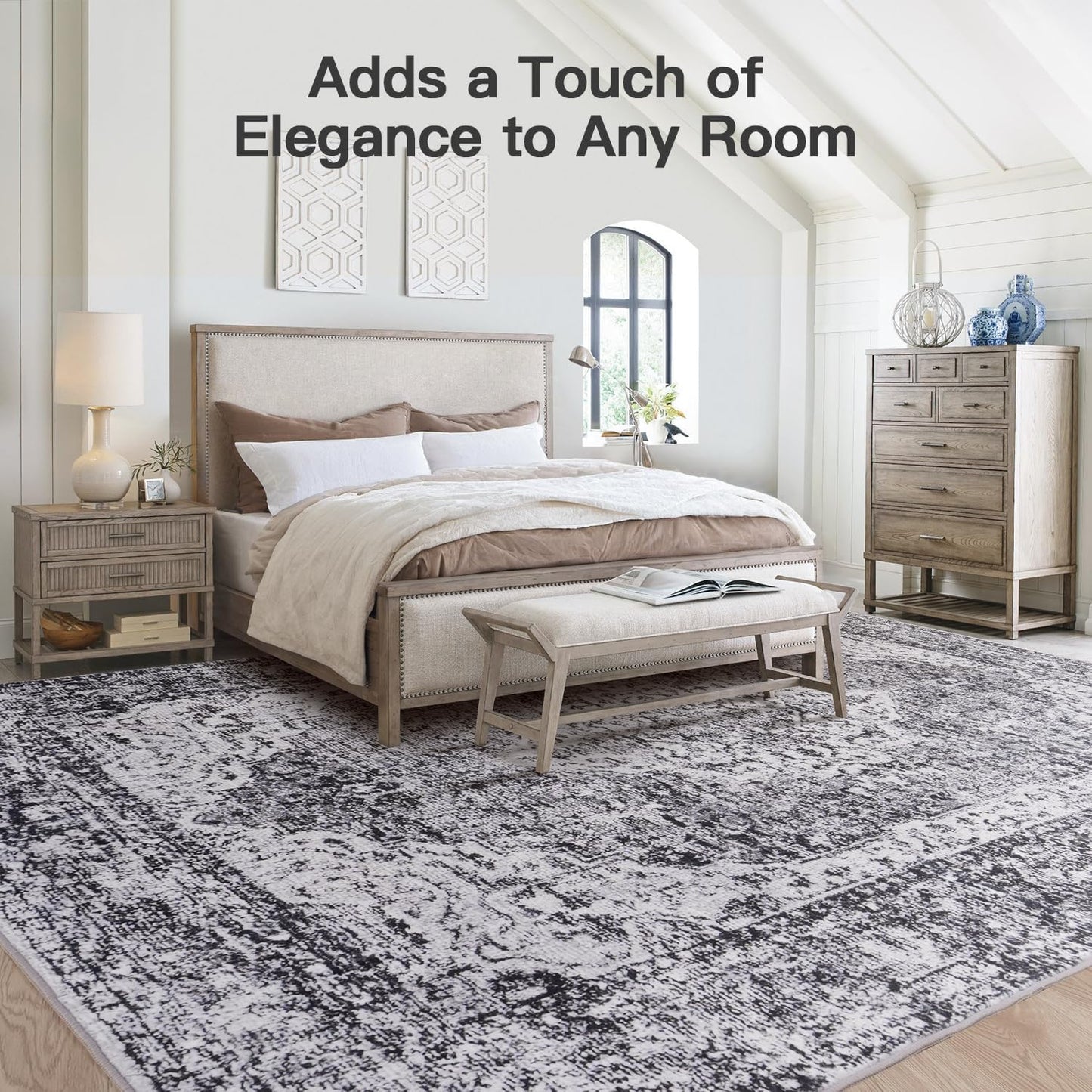 Vintage Boho Area Rugs for Living Room - Vintage Dark Grey