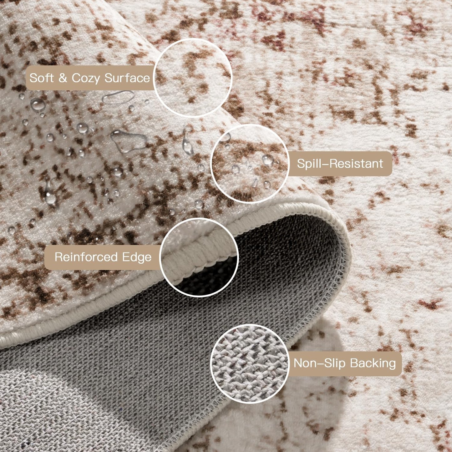 Vintage Boho Area Rugs for Living Room - Vintage Beige Brown