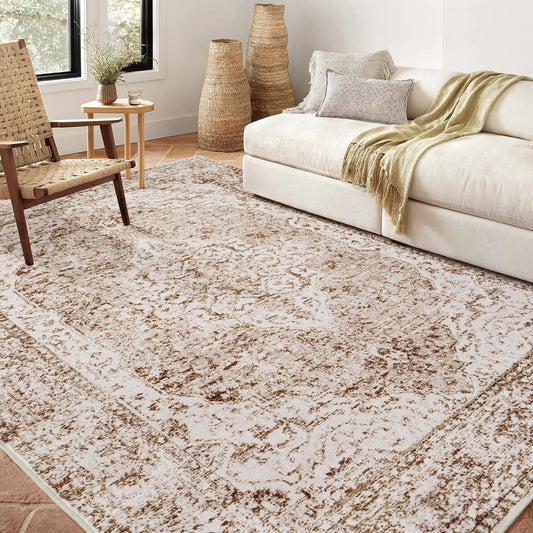 Vintage Boho Area Rugs for Living Room - Vintage Beige Brown