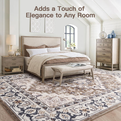 Vintage Boho Area Rugs for Living Room - Floral Brown