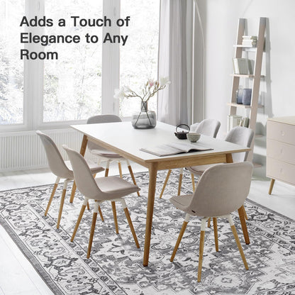 Vintage Boho Area Rugs for Living Room - Floral Grey