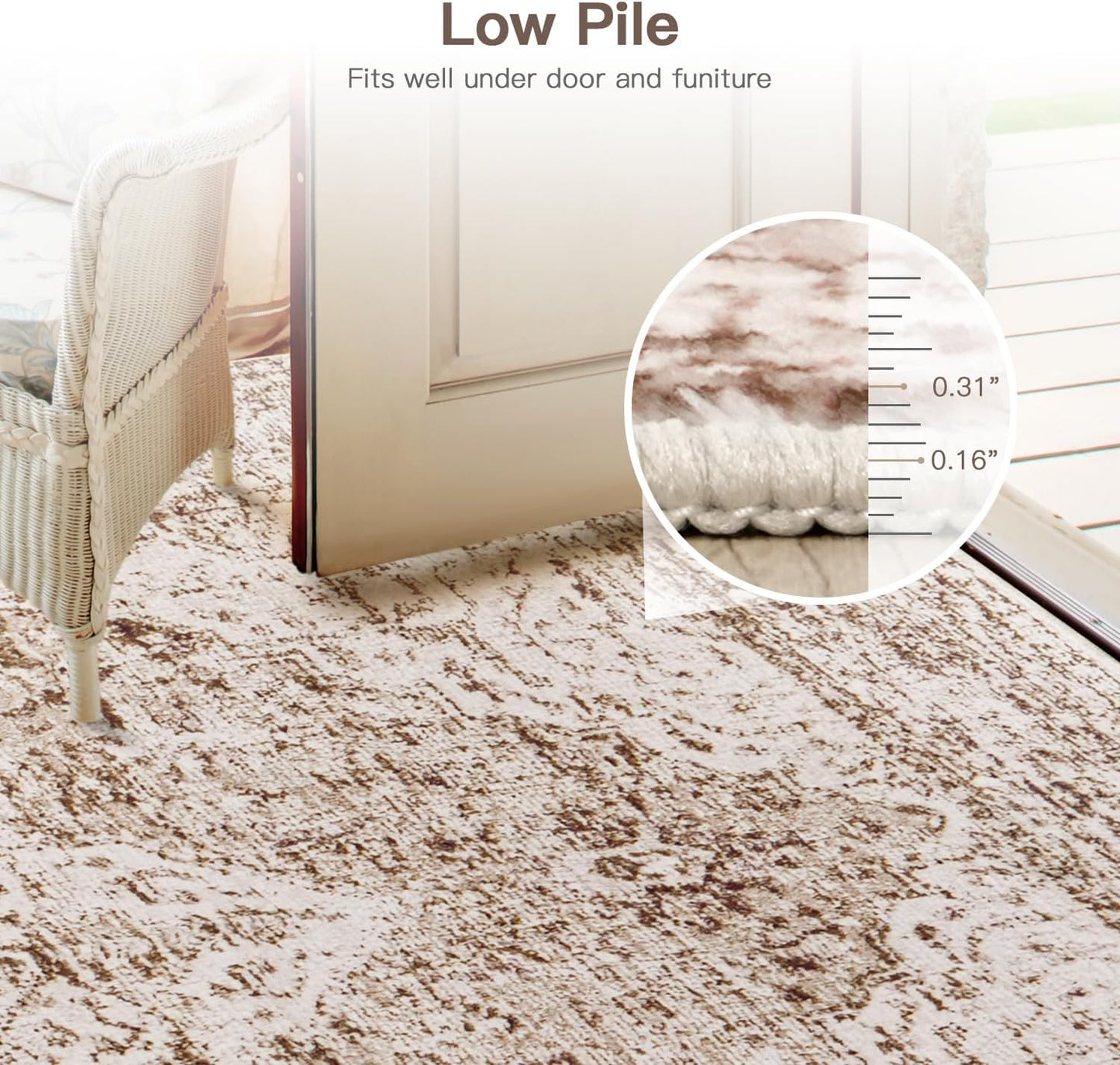 Vintage Boho Area Rugs for Living Room - Vintage Beige Brown